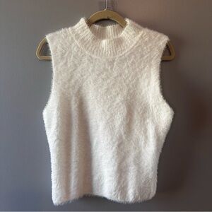 Altar’d State XXL White Sleeveless Mock Neck Sweater Fuzzy Y2 Academia Capsule